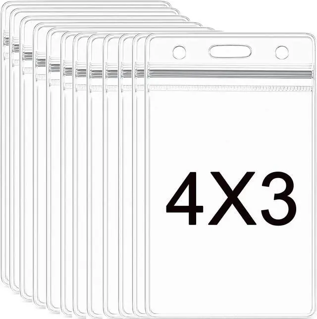 Main image of AMUU 12pcs Badge Holders Large 4x3 Name Badge Holders Plastic | Large Card Protector (Fits 4x3 nametag inserts )