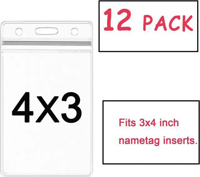 Alt view image 4 of 7 - AMUU 12pcs Badge Holders Large 4x3 Name Badge Holders Plastic | Large Card Protector (Fits 4x3 nametag inserts )
