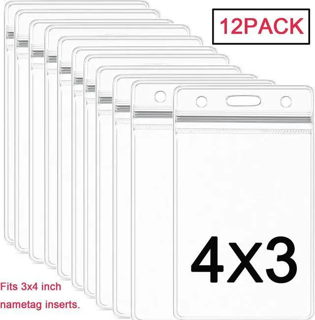 Alt view image 6 of 7 - AMUU 12pcs Badge Holders Large 4x3 Name Badge Holders Plastic | Large Card Protector (Fits 4x3 nametag inserts )