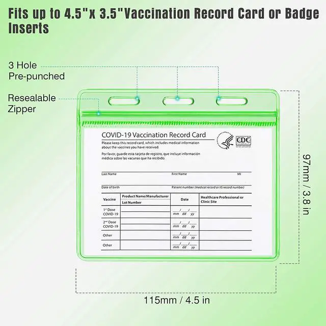 Alt view image 2 of 7 - CDC Vaccination Card Holder, Waterproof Sealable Clear Plastic Horizontal ID Card Holder for 4 X 3 to 4.5 X 3.5 Inches Vaccination Immunization Card, Work ID, Key Card, Driver's License(5 Pack)