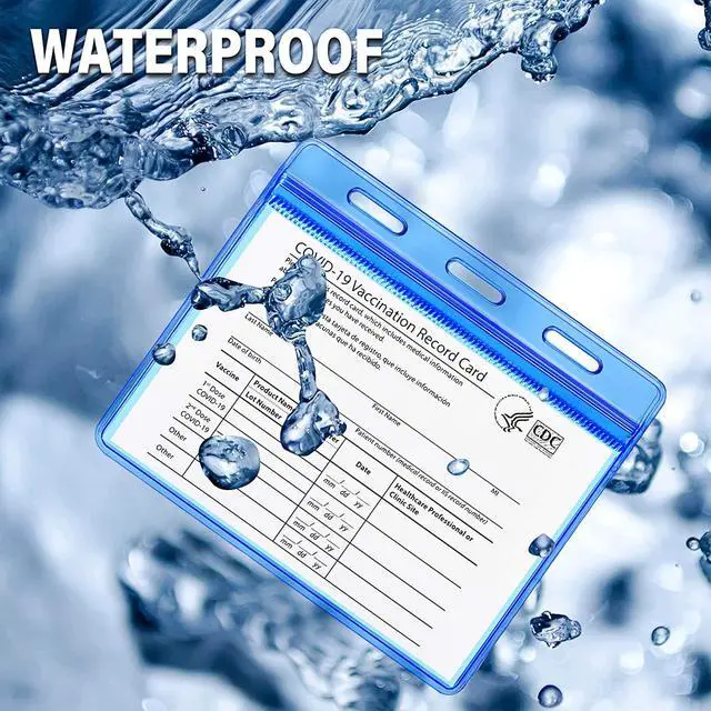 Alt view image 6 of 7 - CDC Vaccination Card Holder, Waterproof Sealable Clear Plastic Horizontal ID Card Holder for 4 X 3 to 4.5 X 3.5 Inches Vaccination Immunization Card, Work ID, Key Card, Driver's License(5 Pack)
