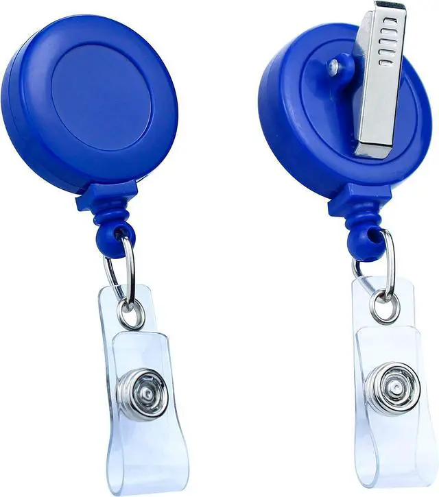 Main image of 100 PackRetractable Badge Reels ID Card Holder Clip with Clear Vinyl Strap, Swivel Alligator Clip Work Badge Holder, Key Card Holder, ID Card Holder for Badge (Blue)