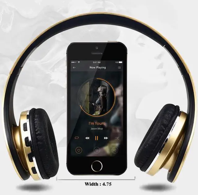 Alt view image 3 of 6 - Bluetooth Headphones Wireless,Over Ear LED Light Up Headset with Mic, Stereo Sound,for Cellphone Tablets Computer for Kids Children Boy Adult-Gold