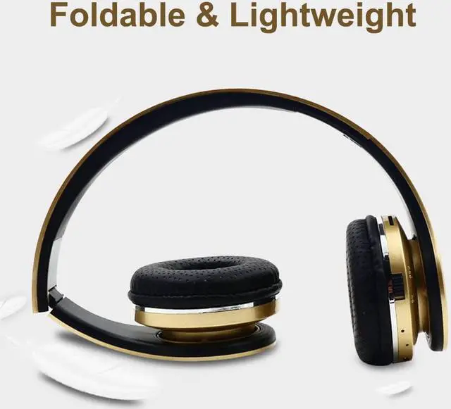 Alt view image 4 of 6 - Bluetooth Headphones Wireless,Over Ear LED Light Up Headset with Mic, Stereo Sound,for Cellphone Tablets Computer for Kids Children Boy Adult-Gold