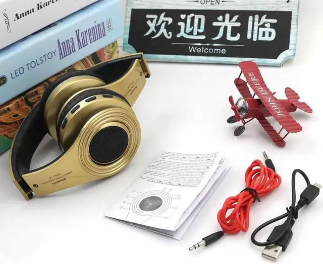 Alt view image 6 of 6 - Bluetooth Headphones Wireless,Over Ear LED Light Up Headset with Mic, Stereo Sound,for Cellphone Tablets Computer for Kids Children Boy Adult-Gold