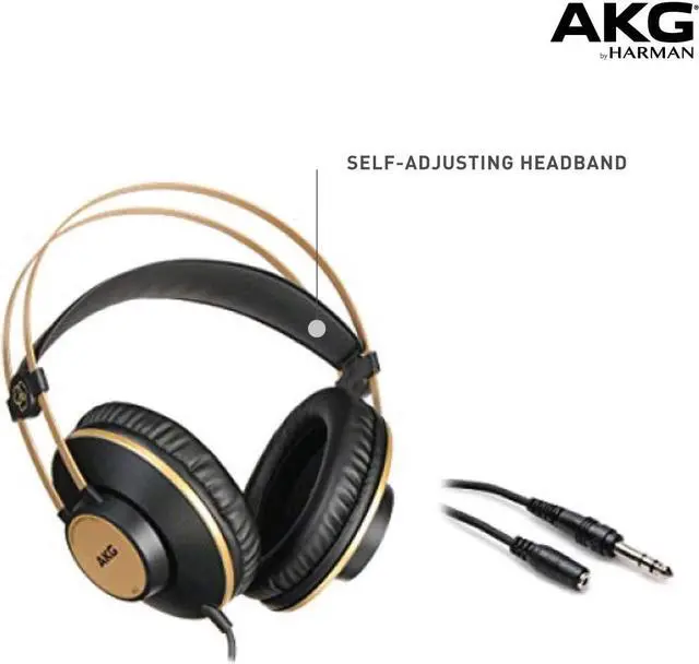 Alt view image 5 of 6 - AKG Pro Audio K92 Over-Ear, Closed-Back, Studio Headphones, Matte Black and Gold
