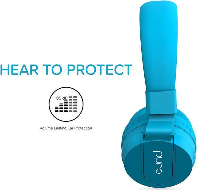 Alt view image 2 of 7 - Puro Sound Labs PuroBasic Volume Limiting Wired Headphones for Kids, Foldable & Adjustable Headband w/Microphone, Compatible with Smartphones, Tablets and PCs (Blue)
