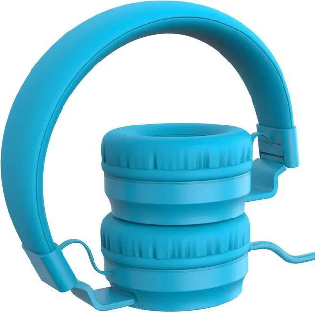 Alt view image 4 of 7 - Puro Sound Labs PuroBasic Volume Limiting Wired Headphones for Kids, Foldable & Adjustable Headband w/Microphone, Compatible with Smartphones, Tablets and PCs (Blue)