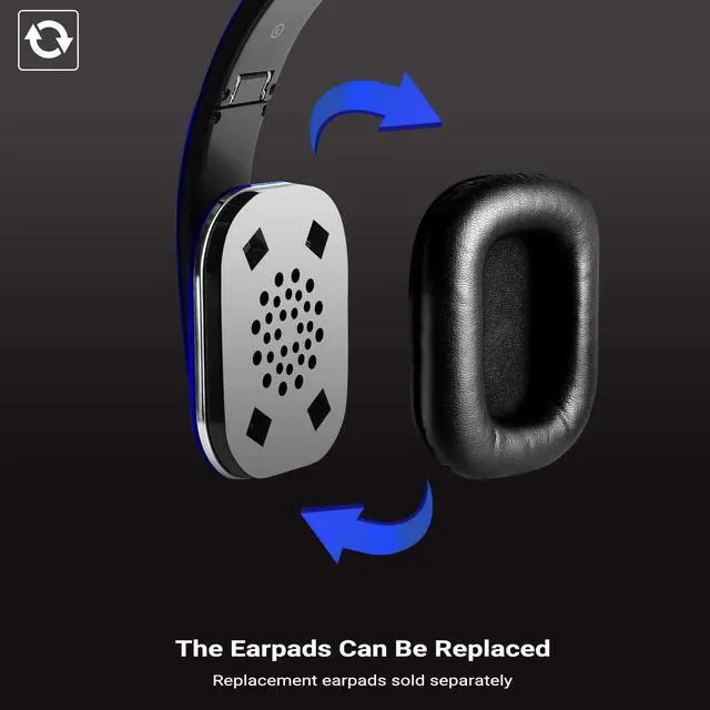 Alt view image 2 of 7 - August EP650 Bluetooth Wireless Over-Ear Headphones - Blue | aptX Low Latency, NFC, Multipoint Pairing, Wired Option, Built-in Microphone, Audio EQ