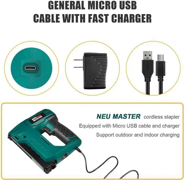 Alt view image 7 of 7 - Staple Gun Cordless, NTC0070 Li-ion Rechargeable Battery Staple Guns kit with Staples and USB Charger, Power Tacker for Upholstery, Material Repair, Decoration, Carpentry, Furniture DIY