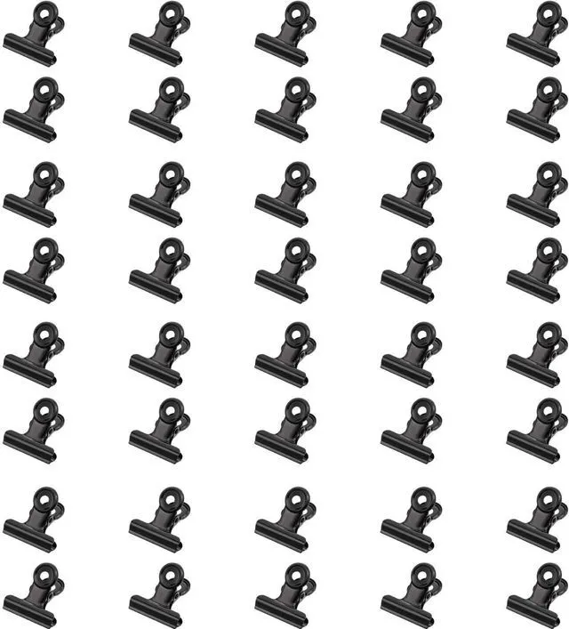 Main image of 40 Pack Metal Clips 0.87 Inch Small Bull Binder Paper Clips for Picture Photo Crafts Food Bags Home Office Supplies(Black)
