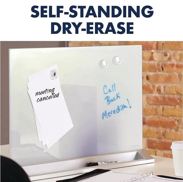 Alt view image 3 of 7 - Glass Whiteboard Desktop Panel, Magnetic, 17" x 23", Dry Erase Surface, Includes Accessory Trays, 1 Marker and 2 High-Power Magnets, White (GDP1723W)