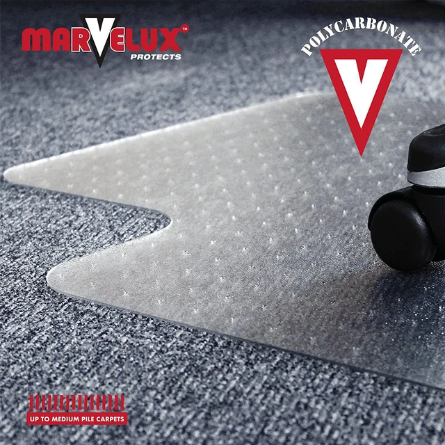 Alt view image 6 of 7 - Marvelux Polycarbonate Office Chair Mat for Medium Pile Carpets, 48" x 51"