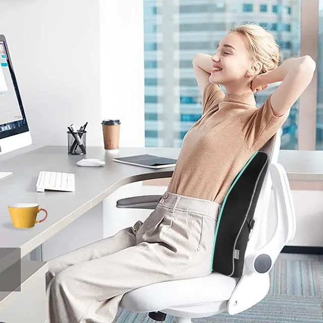Alt view image 2 of 6 - Newgam Lumbar Support Pillow,Pure Memory Foam Back Cushion Orthopedic Backrest with Breathable 3D Mesh for Car Seat,Office Chair,Computer Chair,Wheelchair and Recliner.Ergonomic Design (Grey Edge)