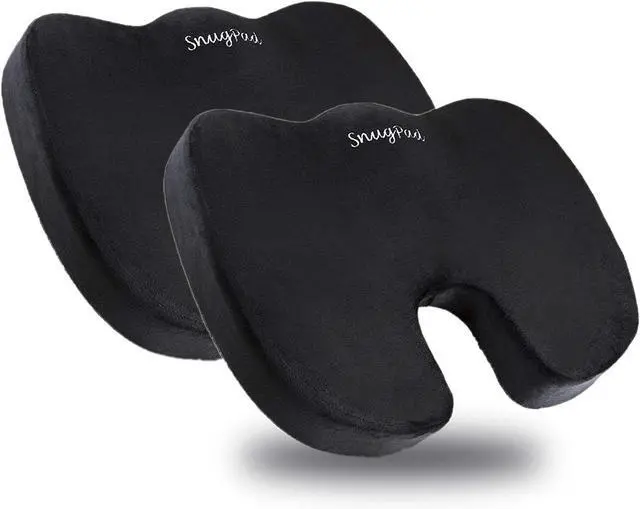 Main image of Memory Foam Seat Cushion,Non-Slip Orthopedic Memory Foam Coccyx Cushion Designed for Sciatica & Back,Hip and Tailbone Pain Relief,Fits Office Chair,Wheelchair,Car Seat Cushion.Black-2 Pack