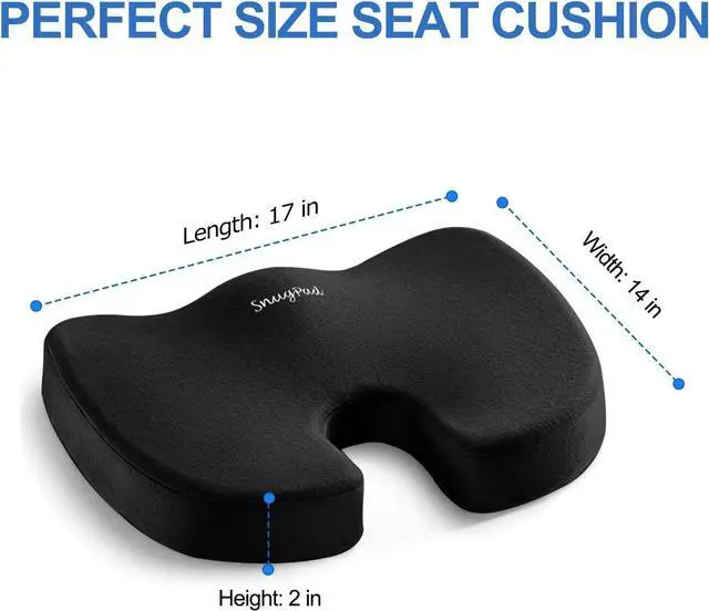 Alt view image 5 of 5 - Memory Foam Seat Cushion,Non-Slip Orthopedic Memory Foam Coccyx Cushion Designed for Sciatica & Back,Hip and Tailbone Pain Relief,Fits Office Chair,Wheelchair,Car Seat Cushion.Black-2 Pack