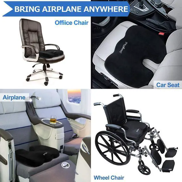 Alt view image 4 of 5 - Memory Foam Seat Cushion,Non-Slip Orthopedic Memory Foam Coccyx Cushion Designed for Sciatica & Back,Hip and Tailbone Pain Relief,Fits Office Chair,Wheelchair,Car Seat Cushion.Black-2 Pack