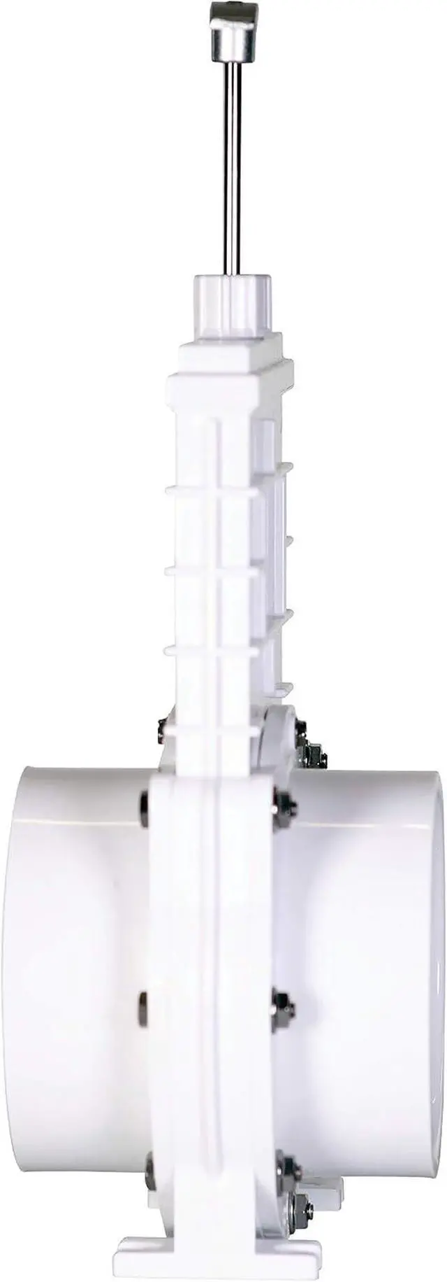 Alt view image 5 of 5 - 4" PVC Gate Valve, slip/hub fittings with stainless steel paddle for Koi/Slurry Ponds, Aquaculture, Sewer lines & more, White (6401)