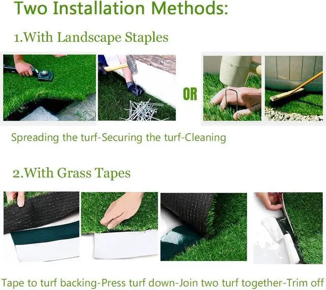 Alt view image 4 of 6 - Petgrow · Deluxe Realistic Artificial Grass Turf 4FTX6FT, 70 oz Face Weight/Drainage Holes/Rubber Backing, Indoor Outdoor Pet Faux Synthetic Grass Astro Rug Carpet for Garden Backyard Patio Balcony