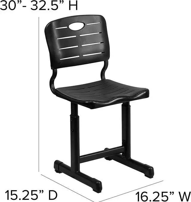 Alt view image 3 of 7 - Flash Furniture Adjustable Height Black Student Chair with Black Pedestal Frame