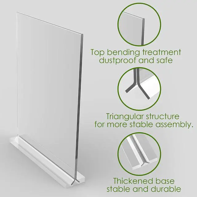 Alt view image 6 of 6 - newnewshow 8.5x11 Acrylic Sign Holder 3 Pack Vertical Double-Sided Display (Optional 8.5x11 8.5x5.5 5x7 Horizontal and Vertical)
