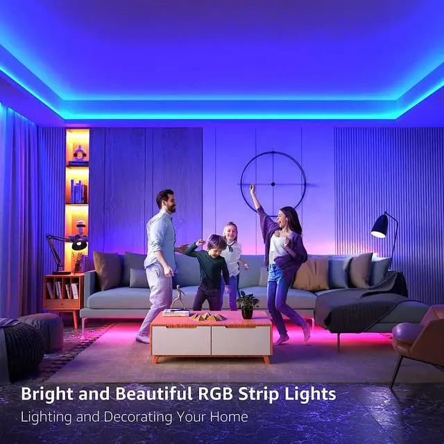 Alt view image 5 of 7 - RGB LED Strip Lights Christmas Decor 16.4ft Flexible LED Light Strip 5050 SMD LED Color Changing Rope Light with Remote Controller and 24V Power Supply for TV Backlight Home Bedroom Bar