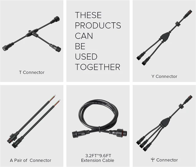 Alt view image 5 of 7 - 5PCS 9.84ft 3meter 3 Pin 0.75mm²/18AWG IP65 Extension Cable Wire with Male and Female Connectors at Both Ends for WS2811 WS2812B SK6812 FCOB CCT etc LED Strip 22mm nut Big Size