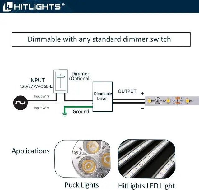Alt view image 5 of 7 - Dimmable LED Driver Transformer 24V 150W, Magnetic Power Supply 120VAC to 24VDC, Compatible with Lutron and Leviton Dimmers, for LED Strip Light, Kitchen, Cabinet, Class 2, ETL Listed