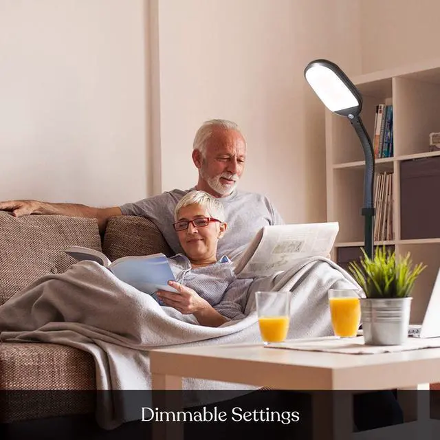 Alt view image 2 of 7 - Brightech Litespan - Bright LED Floor Reading Lamp for Over Chair Crafts and Reading, Estheticians' Light for Lash Extensions, Adjustable Standing Lamp for Living Room, Bedroom, Office - Jet Black