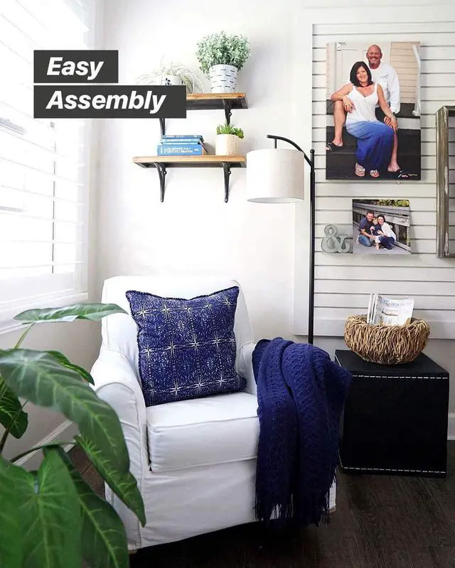 Alt view image 4 of 7 - Brightech Montage LED Floor Lamp  Modern Floor Light for Living Rooms & Office, with Arc Hanging Shade  Standing Lamp for Bedroom Reading, Mid-Century Pole Lamp for Farmhouse Style - Black