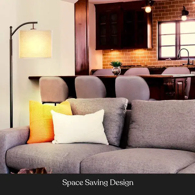 Alt view image 7 of 7 - Brightech Montage LED Floor Lamp  Modern Floor Light for Living Rooms & Office, with Arc Hanging Shade  Standing Lamp for Bedroom Reading, Mid-Century Pole Lamp for Farmhouse Style - Black