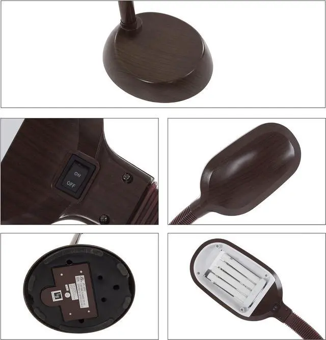 Alt view image 3 of 6 - Lavish Home 72-1438 Full Spectrum Natural Sunlight Floor Lamp with Bendable Neck-Reading, Craft, Studying, and Esthetician Light, 62.5", Brown