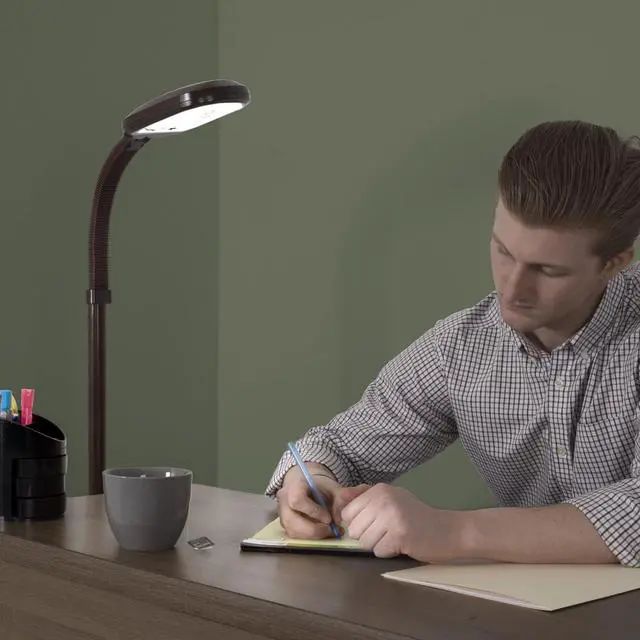 Alt view image 5 of 6 - Lavish Home 72-1438 Full Spectrum Natural Sunlight Floor Lamp with Bendable Neck-Reading, Craft, Studying, and Esthetician Light, 62.5", Brown