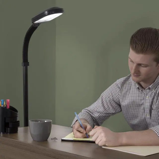 Alt view image 5 of 7 - Lavish Home 72-6890 Natural Sunlight Floor Lamp with Bendable Neck-Reading, Craft, Studying, and Esthetician Light, 73.5-Inch Tall, Black