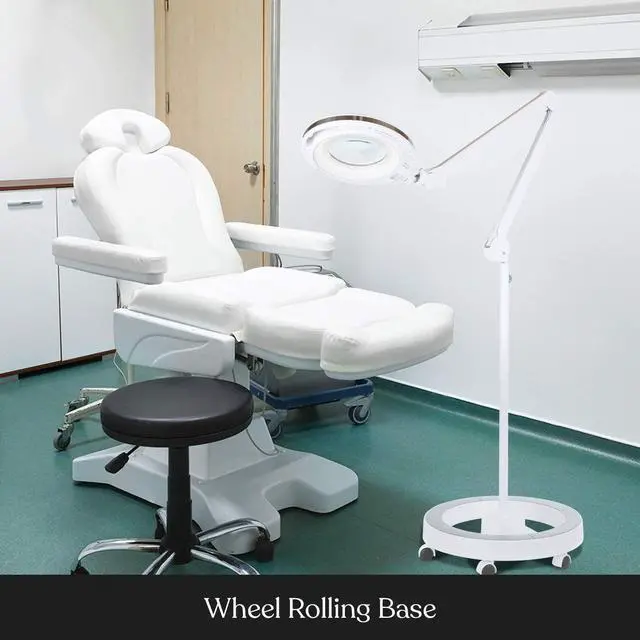Alt view image 4 of 7 - Brightech LightView Pro Magnifying Glass with Light and Stand, Magnifying Floor Lamp with a 6-Wheel Rolling Base for Facials, Lash Estheticians, Dimmable LED Work Light for Sewing, Crafts