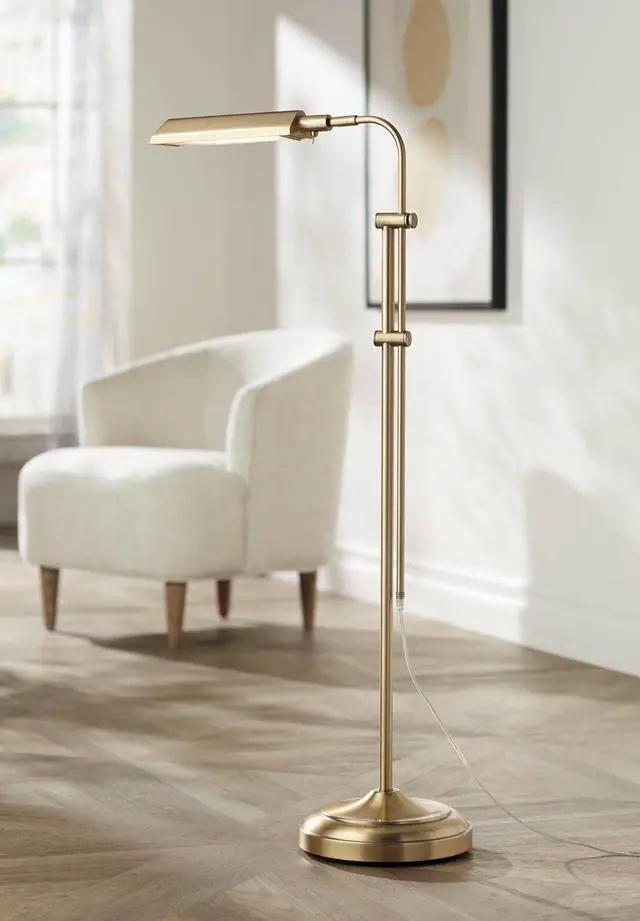 Main image of 360 Lighting Culver Traditional Pharmacy Floor Lamp Standing LED Adjustable Height Plated 57" Tall Aged Brass Metal Shade Pole Light for Living Room Reading House Bedroom Home Decor
