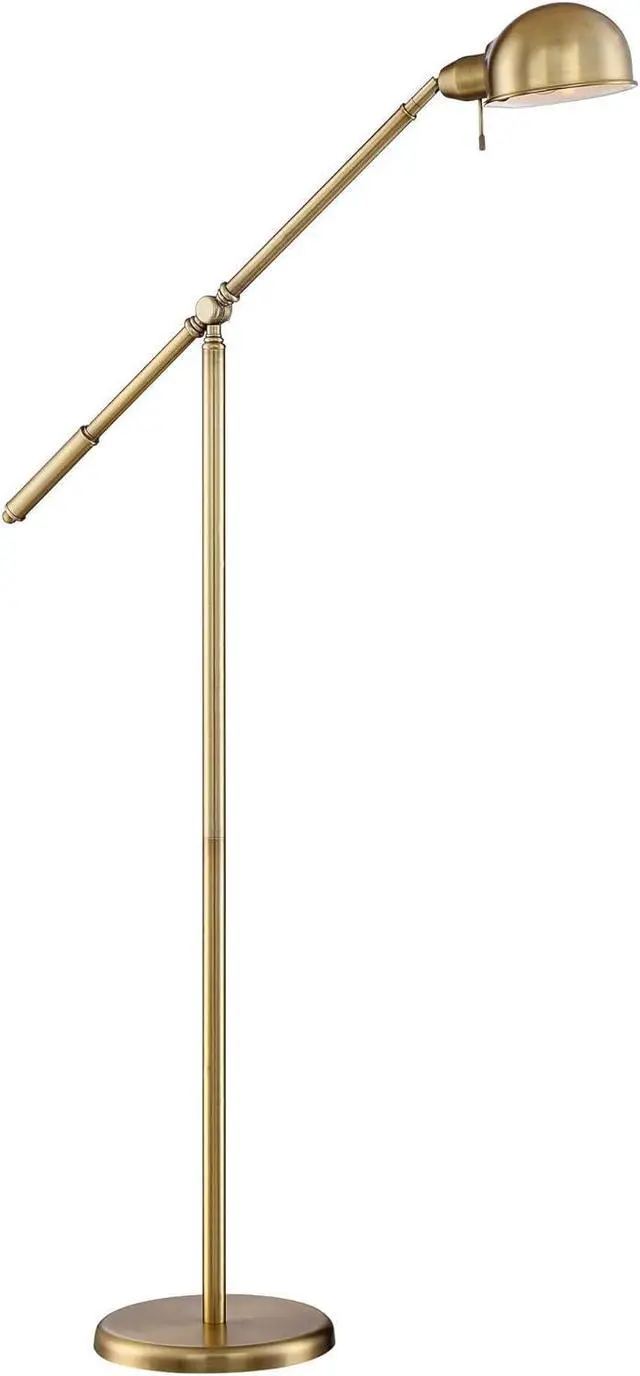 Alt view image 2 of 7 - 360 Lighting Dawson Traditional Task Pharmacy Light Floor Lamp Standing 55" Tall Antique Brass Metal Adjustable Balance Boom Arm Gold Shade Decor for Living Room Reading House Bedroom Home