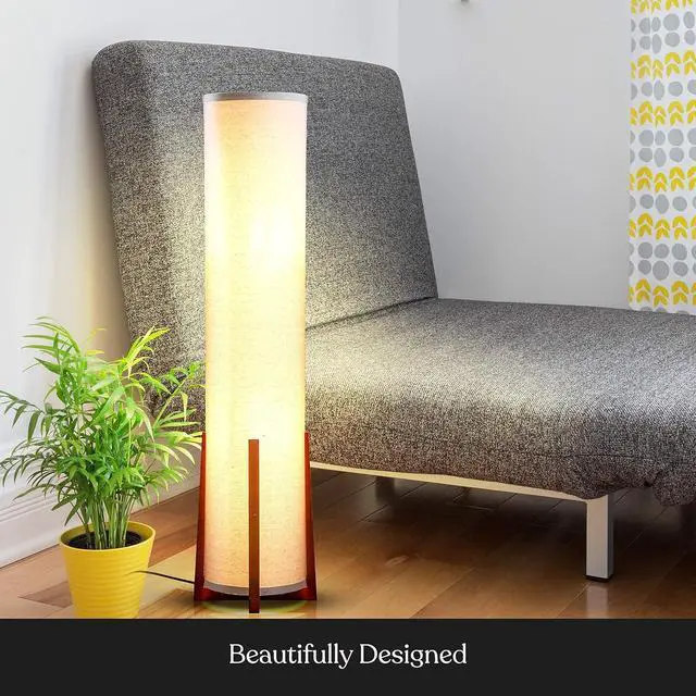 Alt view image 5 of 7 - Brightech Parker Paper Lantern Floor lamp, 48 Inch Tall Lamp with Wood Frame, Asian Design for Bedroom, Decorative Tower Shade Lamp for Living Rooms & Offices, Great Living Room Décor