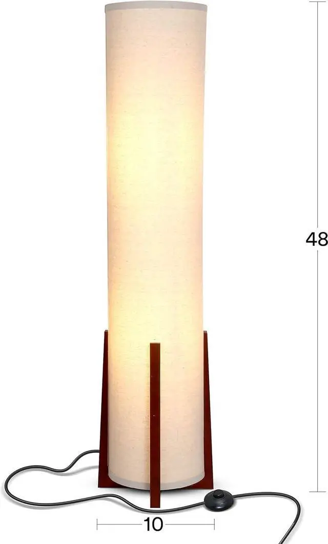 Alt view image 2 of 7 - Brightech Parker Paper Lantern Floor lamp, 48 Inch Tall Lamp with Wood Frame, Asian Design for Bedroom, Decorative Tower Shade Lamp for Living Rooms & Offices, Great Living Room Décor