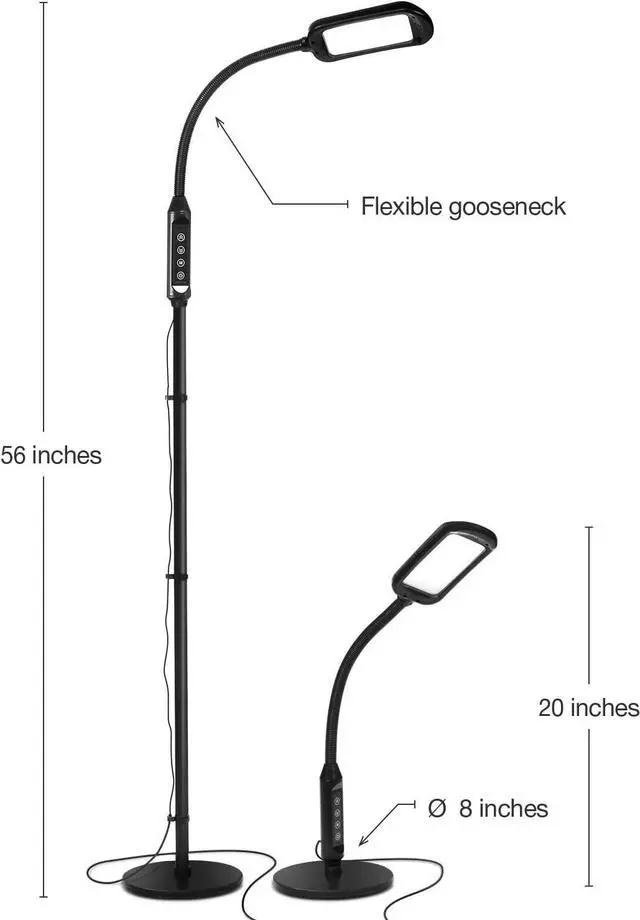 Alt view image 2 of 7 - Brightech Litespan 2-in-1 LED Floor & Desk Lamp, Adjustable Height, Shades, Neck, Esthetician Light for Lashes, Portable Gooseneck Standing Lamp for Living Room, Dorm, Table