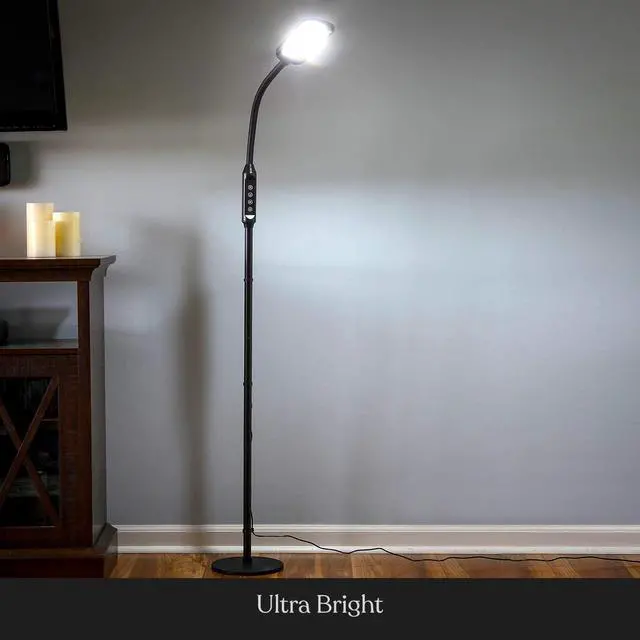 Alt view image 3 of 7 - Brightech Litespan 2-in-1 LED Floor & Desk Lamp, Adjustable Height, Shades, Neck, Esthetician Light for Lashes, Portable Gooseneck Standing Lamp for Living Room, Dorm, Table