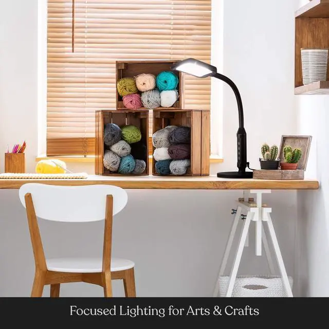 Alt view image 6 of 7 - Brightech Litespan 2-in-1 LED Floor & Desk Lamp, Adjustable Height, Shades, Neck, Esthetician Light for Lashes, Portable Gooseneck Standing Lamp for Living Room, Dorm, Table
