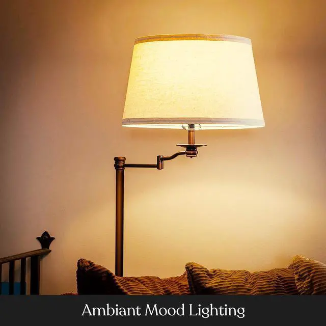 Alt view image 3 of 7 - Brightech Caden LED Floor Lamp - Tall Standing Lamp with Swing Arm for Living Rooms & Offices - Industrial Bronze