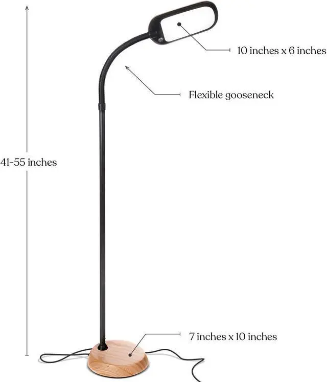 Alt view image 2 of 7 - Brightech Litespan Slim LED Floor Lamp - Modern Reading Light Over Chair for Living Rooms & Offices, Tall With Adjustable Gooseneck, Crafts Work Light, Dimmable Standing for Bedroom - Wood