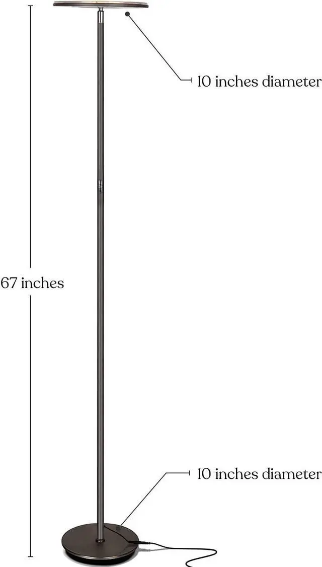 Alt view image 2 of 7 - Brightech Sky Flux Dimmable LED Floor Lamp  Super Bright Floor Lamp for Living Room and Offices  Torchiere Standing Lamp with 3 Light Options, Tall Lamp for Bedroom Reading and More - Bronze