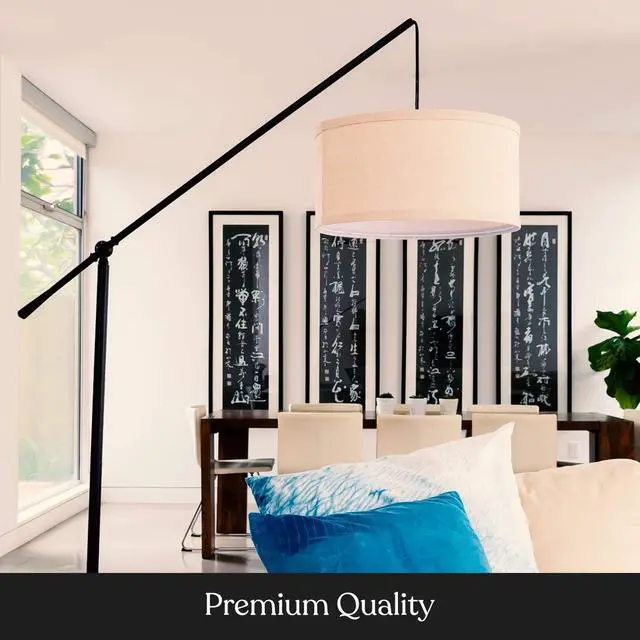 Alt view image 6 of 7 - Brightech Hudson 2 - LED Floor lamp, Tall Lamp with Sturdy Base, Contemporary Arc Lamp for Living Rooms & Offices, Great Living Room Décor, Mid Century Modern Lamp for Bedroom - Jet Black