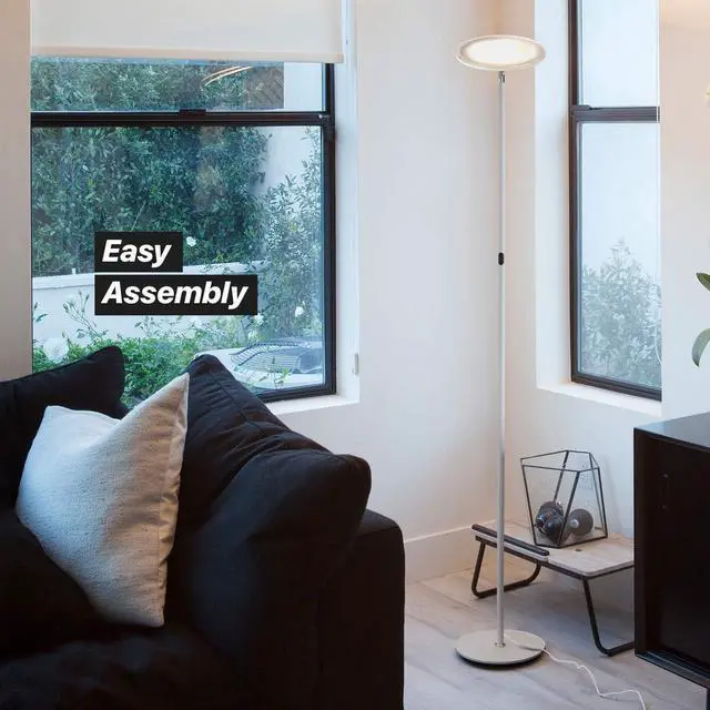 Alt view image 5 of 7 - Brightech Sky Flux Dimmable LED Floor Lamp  Super Bright Floor Lamp for Living Room and Offices  Torchiere Standing Lamp with 3 Light Options, Tall Lamp for Bedroom Reading and More - Bronze