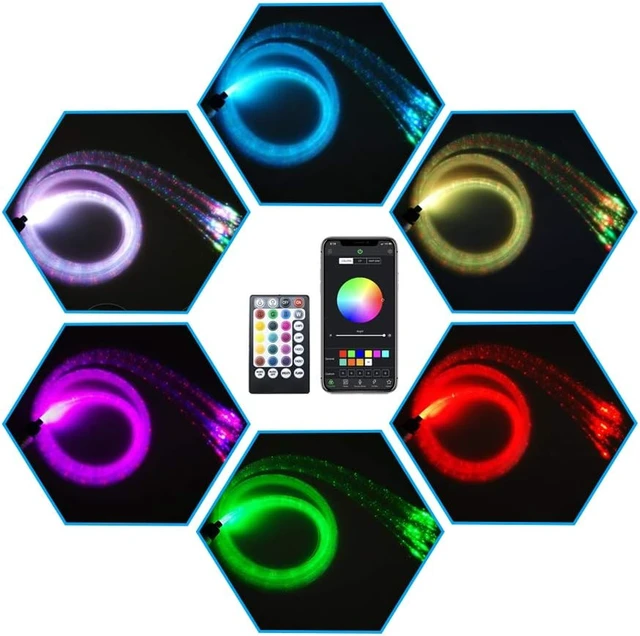 Alt view image 2 of 7 - 6W RGBW Fiber Optic Curtain Light Kit, Bluetooth Waterfall, 200 Strands 6.5ft for Window & Sensory Room
