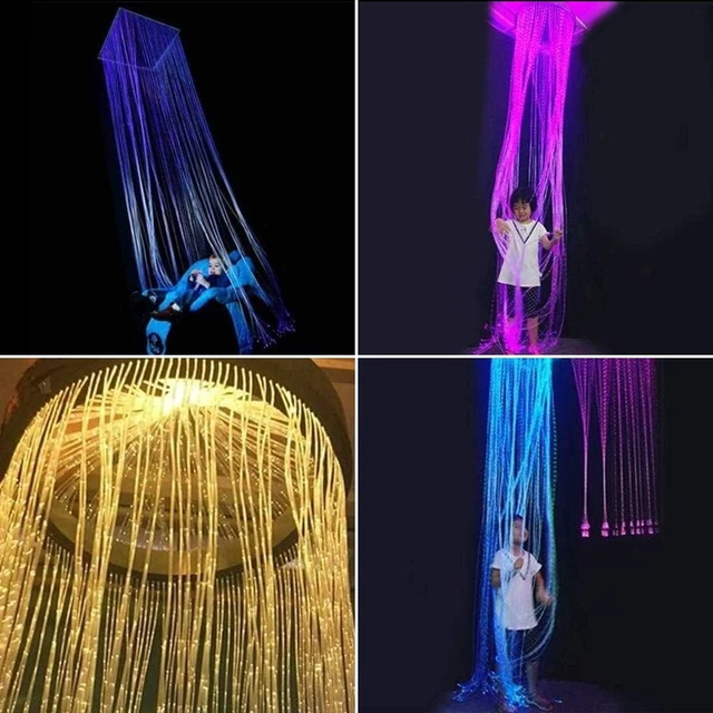 Alt view image 7 of 7 - 6W RGBW Fiber Optic Curtain Light Kit, Bluetooth Waterfall, 200 Strands 6.5ft for Window & Sensory Room