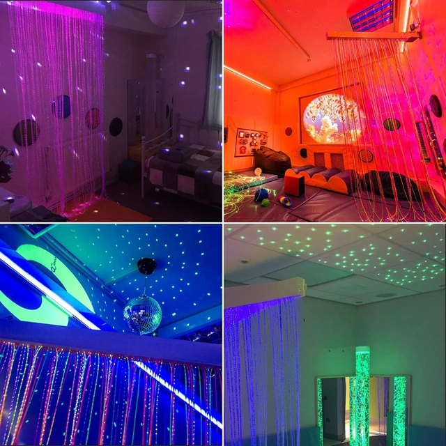 Alt view image 6 of 7 - 6W RGBW Fiber Optic Curtain Light Kit, Bluetooth Waterfall, 200 Strands 6.5ft for Window & Sensory Room